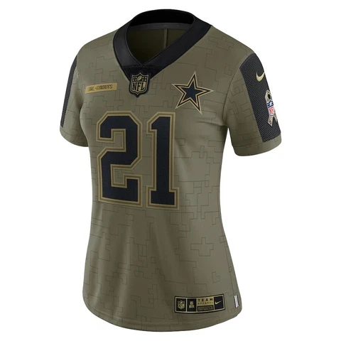 New Women's Dallas Cowboys Ezekiel Elliott #21 Nike Salute To Service Jersey Cover