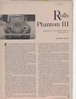 1936 Rolls Royce Phantom III article  - 3 pages  with V-12 engine