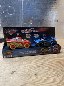 NEW! Disney Cars Glow Racers LIGHTNING MCQUEEN & JACKSON STORM Track Talkers - Picture 1 of 6