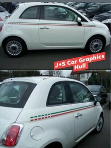 Fiat 500 Side Racing Streifen 005 italienische Flagge Aufkleber Vinyl Grafik Aufkleber - Bild 1 von 4