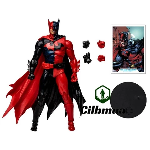 Black & Red Faux Leather Cape McFarlane Toy Two Face As Batman Collect Sculpture Cover