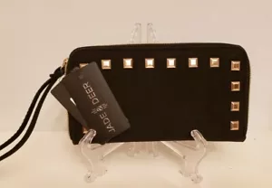 Billetera Jade & Deer forrada RFID negra con cremallera embrague pequeño nueva con etiquetas - Imagen 1 de 7