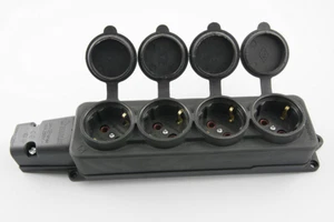 Schuko 4-fach  Vollgummi  Steckdose IP54  16A/250V Schukosteckdose Feuchtraum - Bild 1 von 4