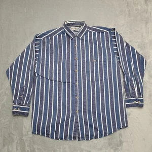 VTG Blazer Firenze Shirt Mens Large Blue Striped Cotton Long Sleeve Y2K Retro  - Picture 1 of 6