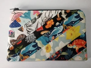 Handmade Lined Fabric Large Organic Cotton Coin Purse : Unique Patchwork Design - Picture 1 of 4