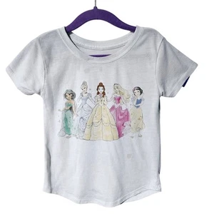 Disney Girls 5T Short Sleeve Classic Princesses Tee Shirt Light Gray Retro OG - Picture 1 of 6