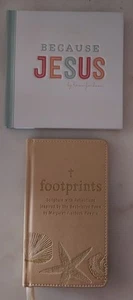 Hallmark Motivational Book Lot of 2 Books footprints Scripture & Because JESUS - Picture 1 of 4