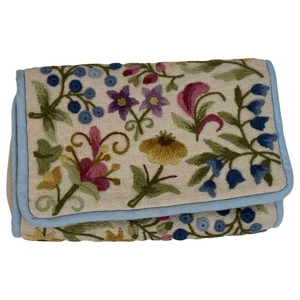 Vintage Crewel Blumenstickerei Umschlag Clutch Handtasche - Bild 1 von 10