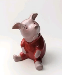 Pig Figurine Vintage Ceramic Kitsch Farm Animal Collectible Statue Pink Red Deco - Picture 1 of 4