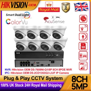 Hikvision OEM 8MP 8CH CCTV System Kit 5MP ColorVu IR Acusense IP Camera Mic POE - Picture 1 of 23