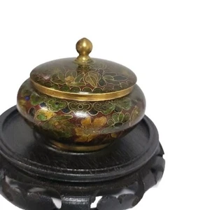Antike chinesische Cloisonne Dose / Urne mit Deckel / Deckeldose  - Bild 1 von 14