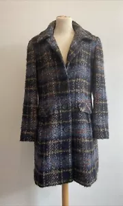 Cappotto donna House of Bruar tweed taglia 14 blu misto lana alpaca bottoni colletto - Foto 1 di 8