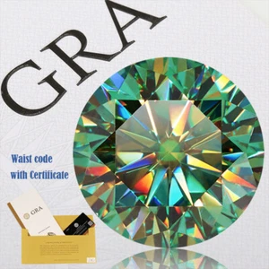 3-10mm Green Color Round Brilliant Cut VVS Moissanite Loose Stone W. Certificate - Picture 1 of 16