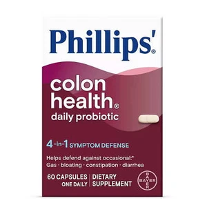 Phillips Daily Care 4in1 Colon Health Daily Probiotic Capsules 60 ct Pack of 2 - Picture 1 of 2