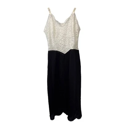 Vestido de renda Vanity Fair vintage anos 50 meados do século pequeno preto cores creme - Imagem 1 de 4