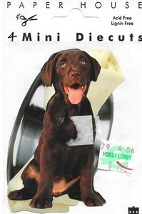PAPER HOUSE Assorted Die Cuts Chocolate Lab Puppy Dog Embellishments Bowl Bone - Picture 1 of 1