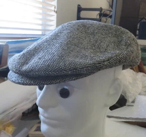 Stetson Driving Cap Hat Flat Cabbie Newsboy Soft Wool Blend XL Grey Snap VTG - Picture 1 of 5