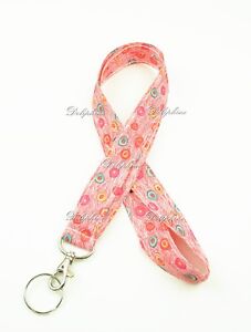Peacock print Fabric Neck LANYARD with Key ring for ID Badge holder/Key