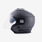 Helm Motorrad Roller Jet Faser Blauer SOLO BTR Schwarz Grau M2 Black Grey Helmet