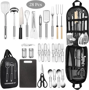 Attrezzatura da cucina da campeggio set utensili da cucina da campeggio pentole portatili da picnic - Foto 1 di 22