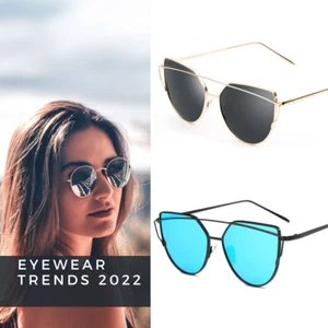 Fashion Cateye Sunglasses Men Women Retro Metal Hipster Glasses UV400 Protection - Picture 1 of 14