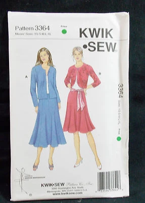 KwikSew Pattern #3364 Misses Jacket Panel Skirts & Sash (XS-S-M-XL) Uncut - Image 1 of 4