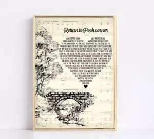 Kenny Loggins - Return To Pooh Corner Lyrics Script Heart Art Print Decor Poster - Picture 1 of 4