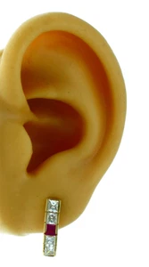 New Real 14K Solid Yellow Gold Princes Cut Stones Huggies Style Hoop Earrings  - Picture 1 of 7