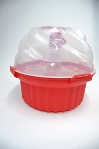 Rot Cupcake Träger Halter mit Deckel & Griff - 24 Cupcake Kapazität - EUC! - Bild 1 von 7