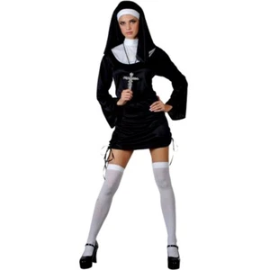 Adulto MONJA TRAVIESA Santa Sexy Hermana Gallina Fiesta Elegante Vestido Damas Disfraz Reino Unido 8-28 - Imagen 1 de 7
