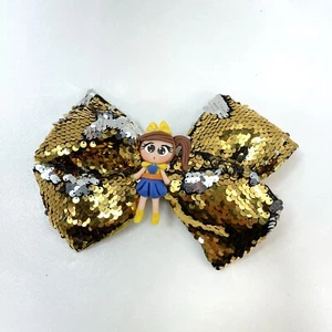 Fashion Golden Hair Bow Clip Sequin Bely By Bely y Beto Youtube Show Moño - Picture 1 of 7