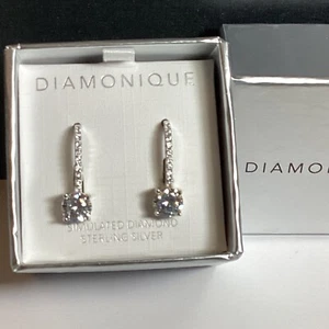 Diamonique Sterling Silver Choice of Cut Leverback Cubic Zirconia Earrings New - Picture 1 of 9