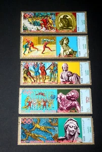 Vintage Lot of 5 Munich 72 Olympic Games Sports Stamps Former YAR - Picture 1 of 4