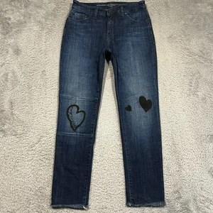 Chico's So Slimming Girlfriend Slim Leg Ankle Heart Print Jeans Women's 0 US 4R - Picture 1 of 17