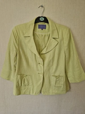 Autonomy Linen Mix Blazer. Single-breasted Jacket. Size 28. Lime. ¾ Sleeves VGC - Image 1 of 4