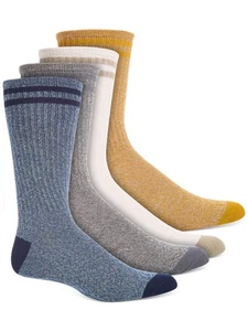 SUN STONE Mens 4 Pack Double Stripe Stretch Ribbed Casual Crew Socks 7-12 - Picture 1 of 3