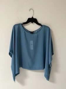 Eileen Fisher 100% Silk Poncho River Color , L/Xl , Neck Top Bateau - Picture 1 of 5
