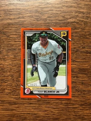 2024 Bowman Prospects Tony Blanco Jr. Orange Parallel /25 #BP-132 Pirates RC - Image 1 of 2