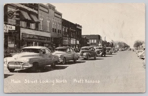 Main Street Looking North Pratt Kansas Street View Vintage Unposted Postcard - Picture 1 of 2