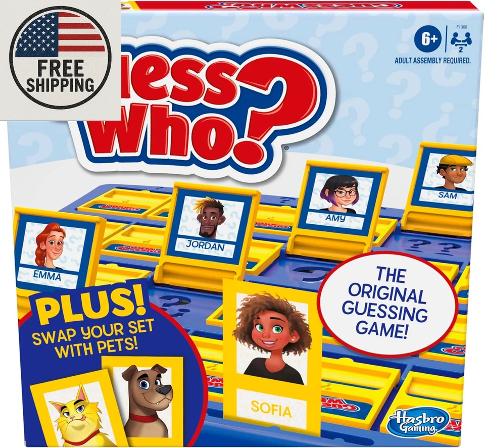 Hasbro Gaming ¿Adivina quién? Juego de mesa, con cartas de personas y mascotas, el Gu original Foto 1 de 4