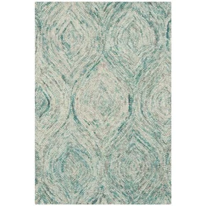 Ikat Ivory/Sea Blue Doormat 3 ft. x 5 ft. Geometric Area Rug - Picture 1 of 10