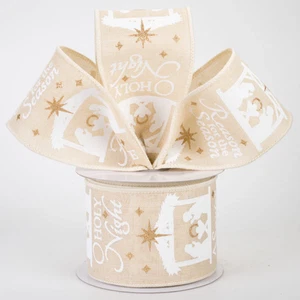 Nativity Scene Cream Ribbon 2.5" x 10 Yards - Picture 1 of 3