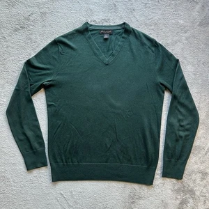 Banana Republic Men’s Luxury Sweater S Forest Green Silk Cotton Cashmere V Neck - Picture 1 of 12
