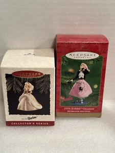 Set 2 decorazioni natalizie Barbie Hallmark vintage con scatole 1994-2001 - Foto 1 di 7
