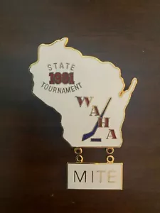 NEW Old School Wisconsin WAHA 1991 State Tournament Hockey Pin - Mite - Picture 1 of 2