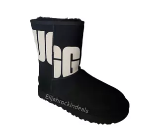 NEU UGG Classic Short II Chopd DAMENSTIEFEL SCHWARZ LOGO GRÖSSE 8 - Bild 1 von 7