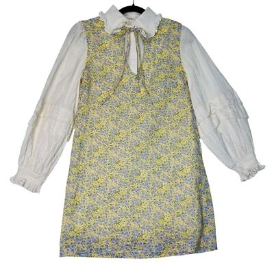 Lost Ink floral mini retro dress from ASOS size 8 pastel cotton puff sleeves - Image 1 of 4