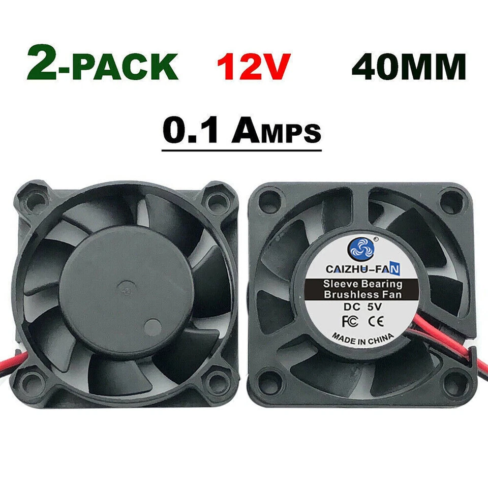 2Stk Lüfter Gehäuselüfter 5V 12V 24V für PC Computer 40x40x10mm 40mm leise FAN - Bild 1 von 4