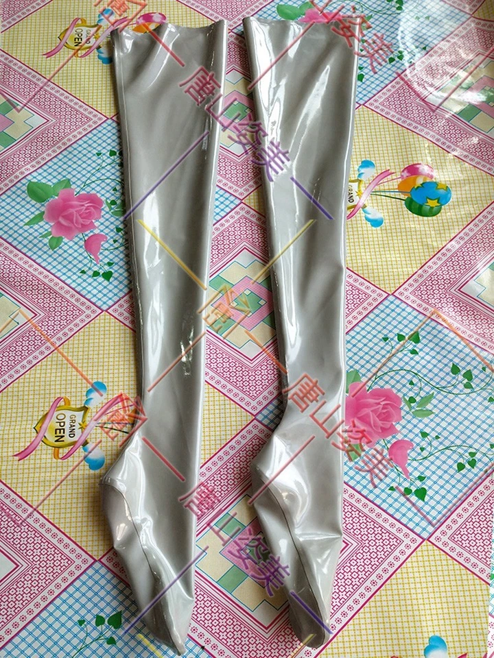 7132 Medias largas de látex astilla hasta el muslo 0,4 mm hechas a medida Foto 1 de 3