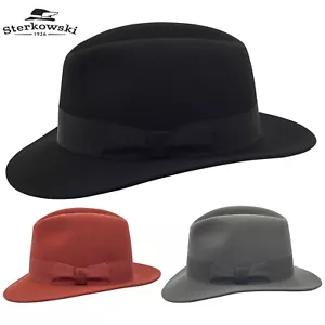 Sombrero Fedora Sterkowski HOLDEN Lana Fieltro Ala Ancha Trilby Elegante Invierno Para Hombre - Imagen 1 de 31